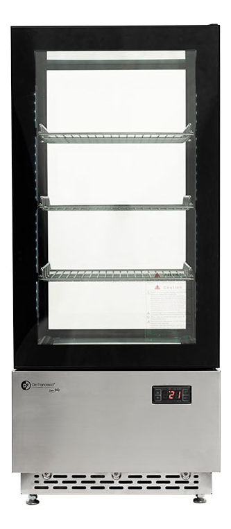 [DF-78LA] Heladera Vertical ITALY A. 4 caras Vidriadas 78 Lts(Acero y vidrio negro)- 3 Est. (452x406x966)