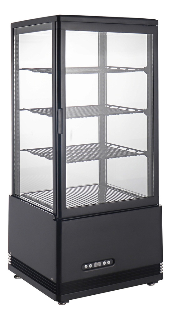 [DF-78LB] Heladera Vertical ITALY Plas. 4 caras Vidriadas 78 Lts Negra - 3 Est. (452x406x966)