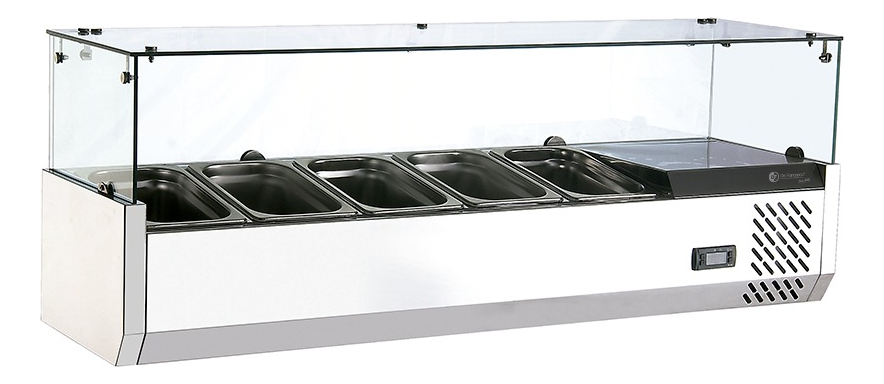 [DF-1200L] Salad Bar Acero Inox ITALY 5 * 1/4 GN C/Recta - (1200x355x426)